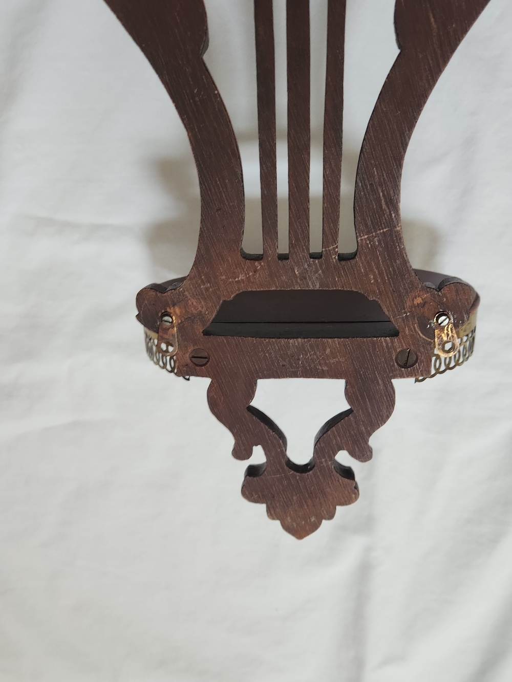 Syroco Ornate Two-Tier Wood & Brass Wall Shelf - Deep Mahogany - Picture 13 of 16